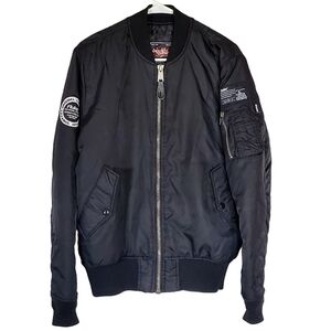 BA01 * Fluke Mfg Co Bomber Style Jacket Black Size XL Streetwear Vintage